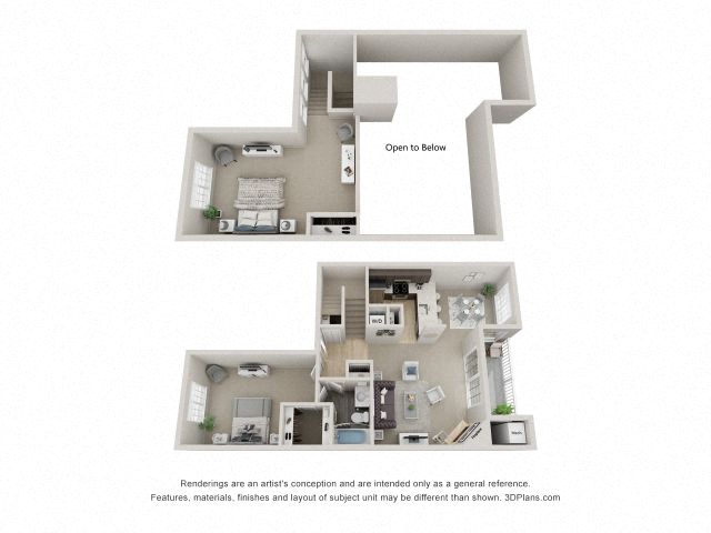 Floor plan for 2 beds, 1 bath, 1050 sqft